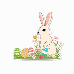 Easter bunny isolated on white background sticker