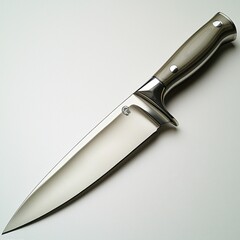 Obraz premium Sleek chef's knife on clean surface: professional kitchen cutlery and culinary precision