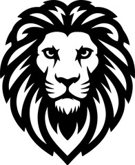 Illustration of a head of lion. Lion head mascot. Design element for logo, label, sign, poster, card. Vector illustration