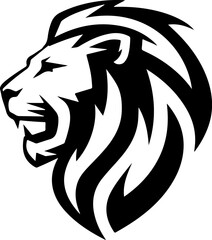 Fototapeta premium Illustration of a head of lion. Lion head mascot. Design element for logo, label, sign, poster, card. Vector illustration