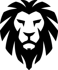 Illustration of a head of lion. Lion head mascot. Design element for logo, label, sign, poster, card. Vector illustration