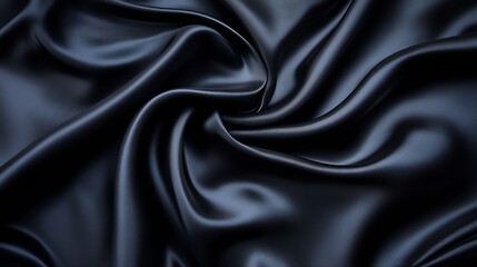 Obraz premium Elegant Black Satin Fabric with Luxurious Draping for Fashion and Decor : Generative AI