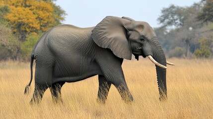 Fototapeta premium Majestic african elephant in savanna wildlife photography and conservation efforts