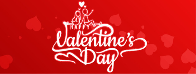 Valentine’s Day Love word hand drawn lettering and calligraphy with cute heart on red, white and pink background. Valentine's day template or background for Love and Valentine's day concept