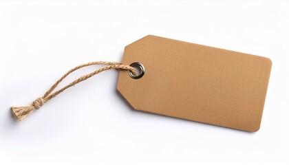 empty price tag with a string isolated on white background