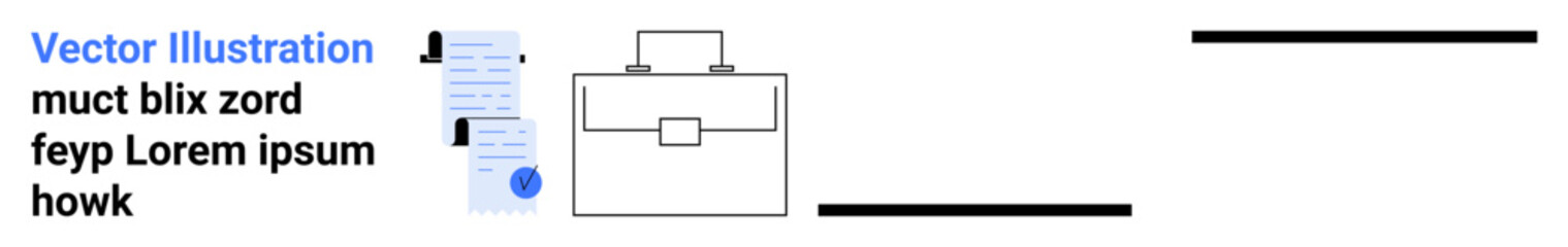 Briefcase and documents symbolize business and organization. Ideal for professional, corporate, office-related, educational, training, business presentations, and administrative themes. Landing page