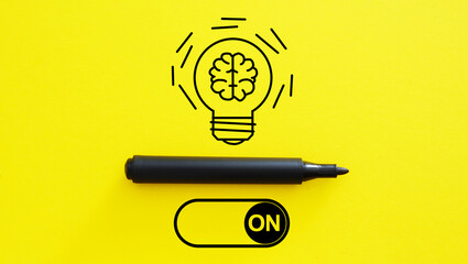 Generation of fresh idea. Brainstorming and inspiration. Process of finding a new creative idea