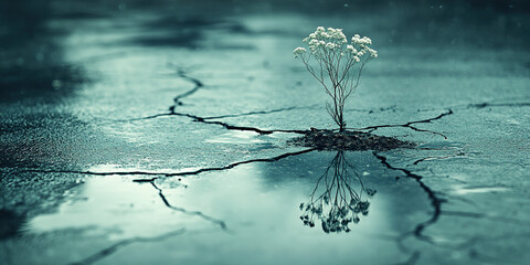 Portrait of a flood, earthquake, fire disaster that occurred in a city