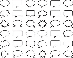 Fototapeta premium vector illustration speech and thought bubble shapes line art