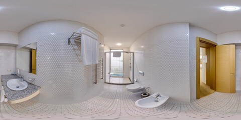 Batumi, Georgia - March 11 2024:   Full spherical seamless hdr panorama 360 degrees view of Modern...