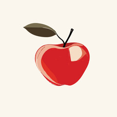 Vibrant Red Apple Illustration Against a Light Gray Background