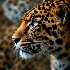 Obraz premium Concept photo of close up portrait of a leopard, tiger