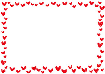 手描きのクレヨン素材　背景　ハートのフレーム