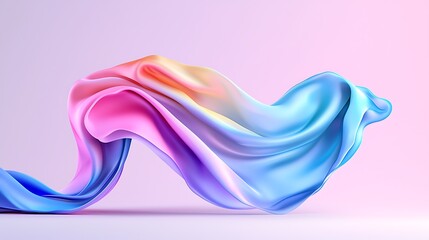 Abstract Colorful Fabric Drapery Smooth Pastel Waves and Swirling Movement