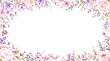 floral border pastel pink lavender romantic elegant background for wedding