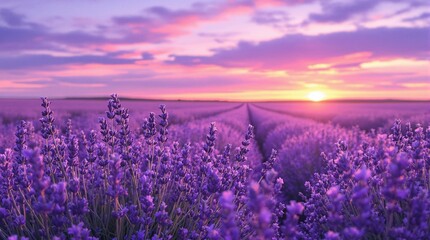 lavender field dusk romantic serene background for nature-inspired love designs