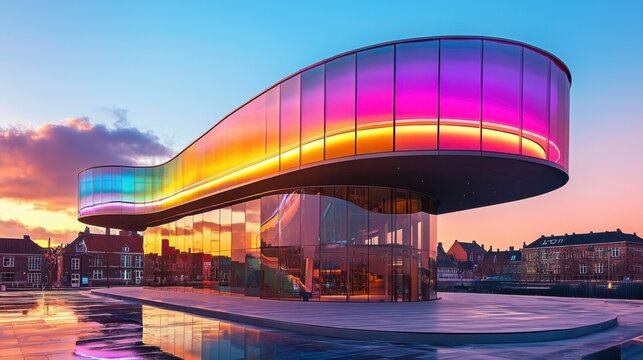 The ARoS Art Museum in Aarhus, showcasing its iconic rainbow-colored rooftop and modern architectural design