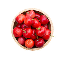 Acerola cherry in bowl isolated