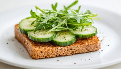 Refreshing Cucumber and Arugula Toast