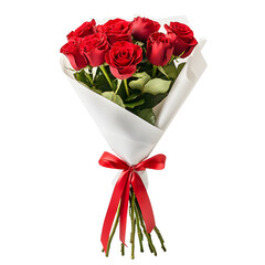 Elegant Red Rose Bouquet Wrapped Without Background