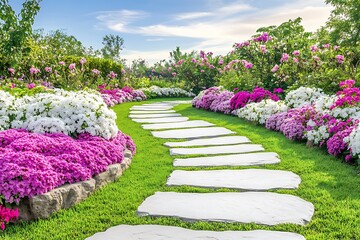 A Stunning Garden Path with Vibrant Flowers