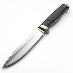 Sleek modern knife with black handle and shiny stainless steel blade