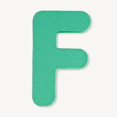 Photo of letter F uppercase alphabet plastic on white background