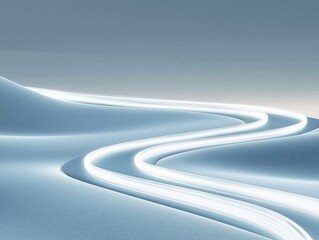 Sleek light trails forming circular shapes gradient gray background modern abstract art minimalist design clean aesthetics