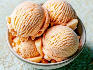 Indulgent spiced apple ice cream delight cozy kitchen food warm atmosphere close-up comforting treat
