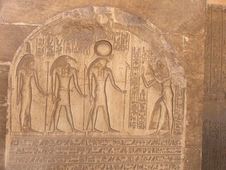 Beautiful wall reliefs on the walls of Horemheb tomb in Saqqara in Giza