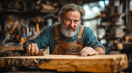 Smiling Carpenter in Workshop