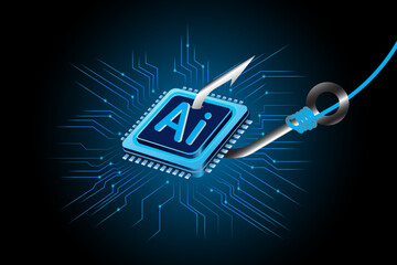 AI Powered phishing Scams. Cybercrime concept. vector illustration