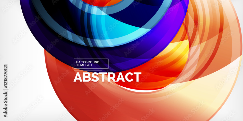 Poster bright colorful circles with light effects. abstract background