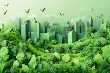 Urban greenery blending with nature in a vibrant cityscape full of life and sustainability initiatives