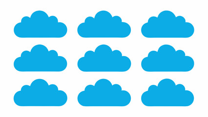 Set of Black Cloud Icon Designs , Cloud silhouette vector illustration 