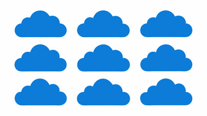 Set of Black Cloud Icon Designs , Cloud silhouette vector illustration 