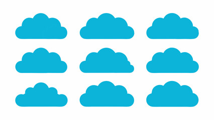 Set of Black Cloud Icon Designs , Cloud silhouette vector illustration 