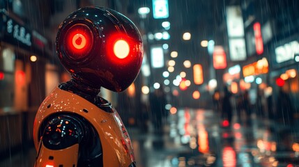 Fototapeta premium Rainy Night Robot