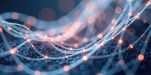 Illuminated Twinkling Threads Draped Across a Dark Glittering Surface, Creating an Enchanting and Dreamlike Atmosphere