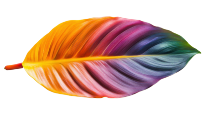 Colorful tropical leaf  on transparent background