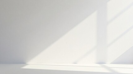 Serene Minimalist Interior  A Blank Canvas of White Wall and Subtle Light Shadows on a Clean Surface