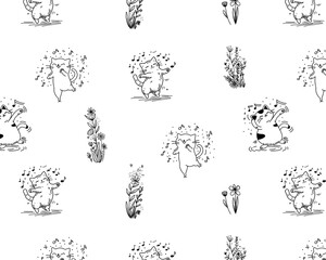 Obraz premium Seamless pattern of cats. A repeating scattering of cute cats. Vector illustration