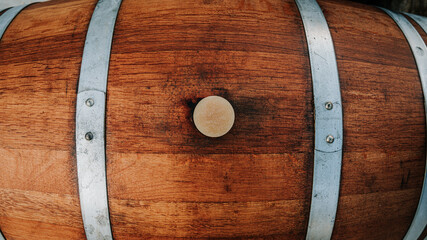 Fototapeta premium Whisky Aging Gracefully in a Classic Wooden Barrel top view
