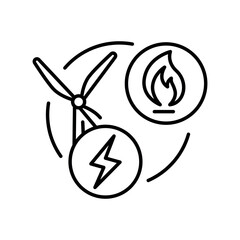Power-to-Gas line black icon. Sign for web page, mobile app,