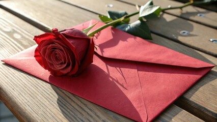 red rose and envelope