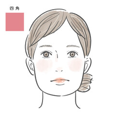 四角の顔でメイクをした女性