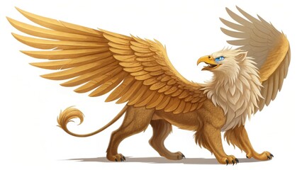 Naklejka premium golden griffin on a white background