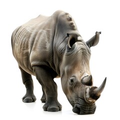 Obraz premium Majestic Rhinoceros Close-Up in Natural Stance and Detail