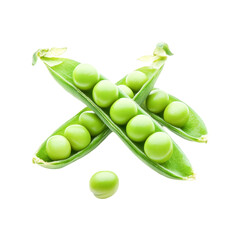 Fresh green peas in pods X shape healthy food