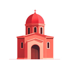 Red Dome Church Architectural Design Simple Illustration